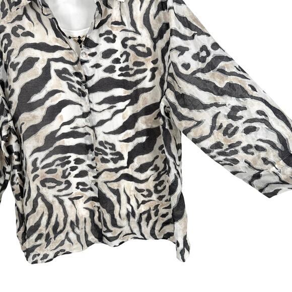 Alfred Dunner Woman Plus Size 24W 2-Piece Zebra Blouse Shirt Top Mature Summer - Picture 5 of 7